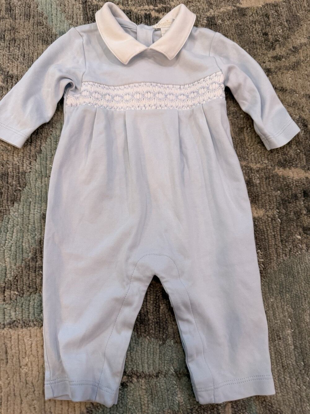 Kissy Kissy Baby Boy Smocked Peter Pan Color Blue Playsuit 3-6Months